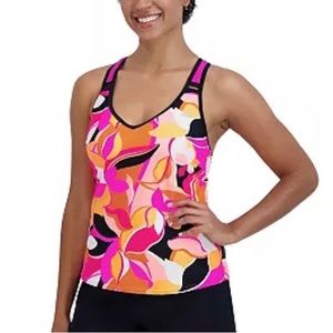 ZeroXposur Floral Racerback UPF 30+ Action Swim Tankini Top Size XS (6)